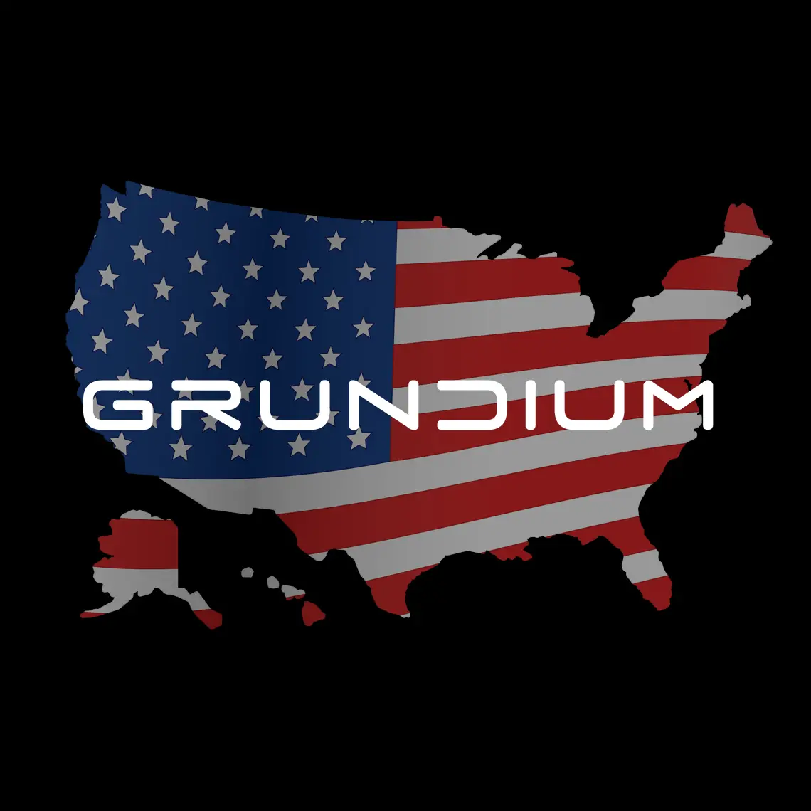 Grundium logo on top of US continent